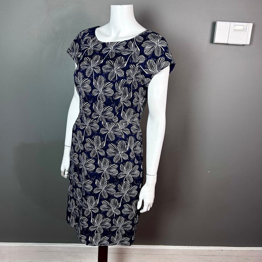 J.Crew dress large floral printed basket weave sheath NWT Hawaiian office cotton - Picture 4 of 11